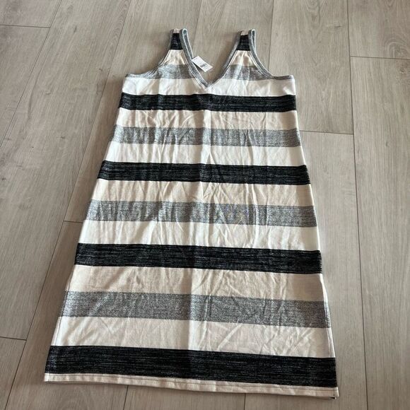 GAP stretch knit striped neutrals tank dress size LP - Picture 1 of 6